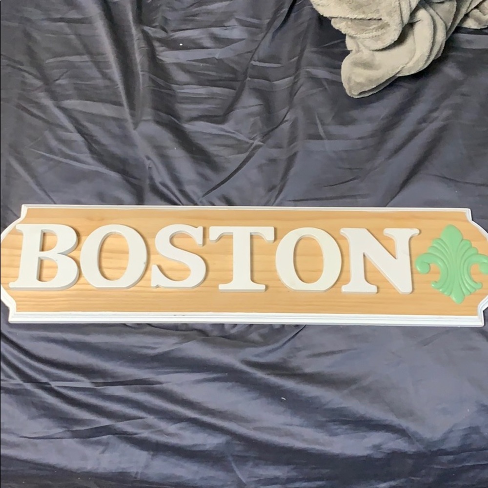 Wooden Boston sign